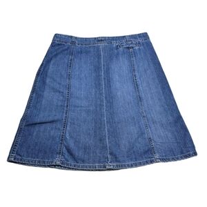 12 Eddie Bauer Western Denim Midi Skirt A-Line Panel Detail 100% Cotton Normcore